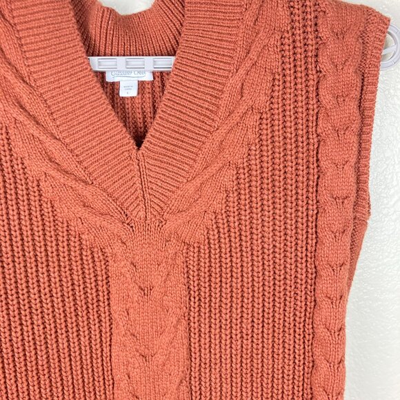 Coldwater Creek Men's Rust Chunky Cable Knit Pullover Textured Vest Sz L - Picture 5 of 12
